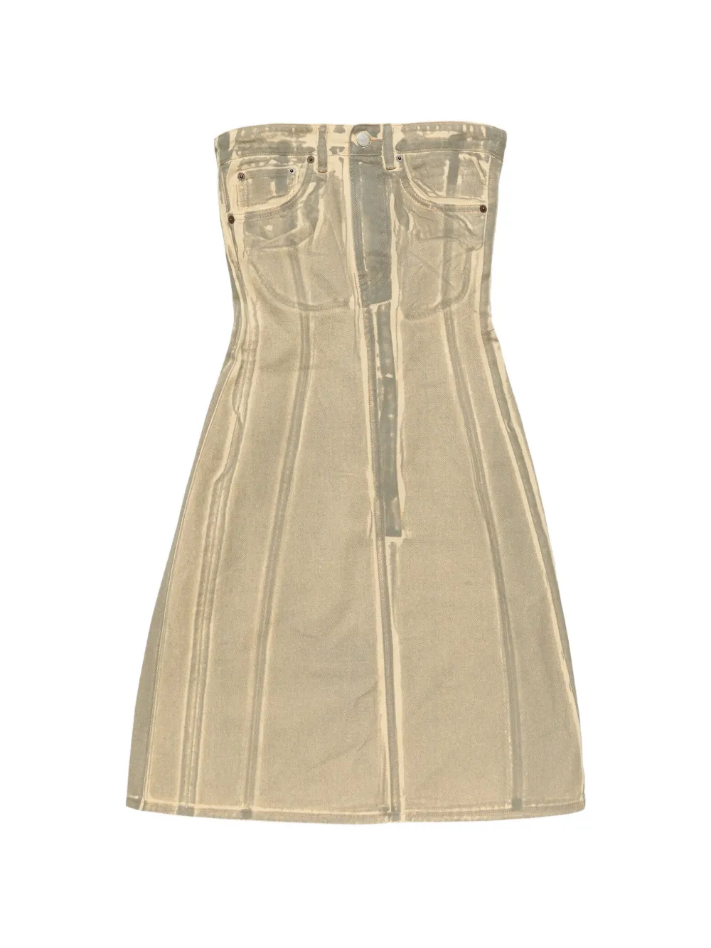 Acne Studios Denim midi-jurk met print Beige