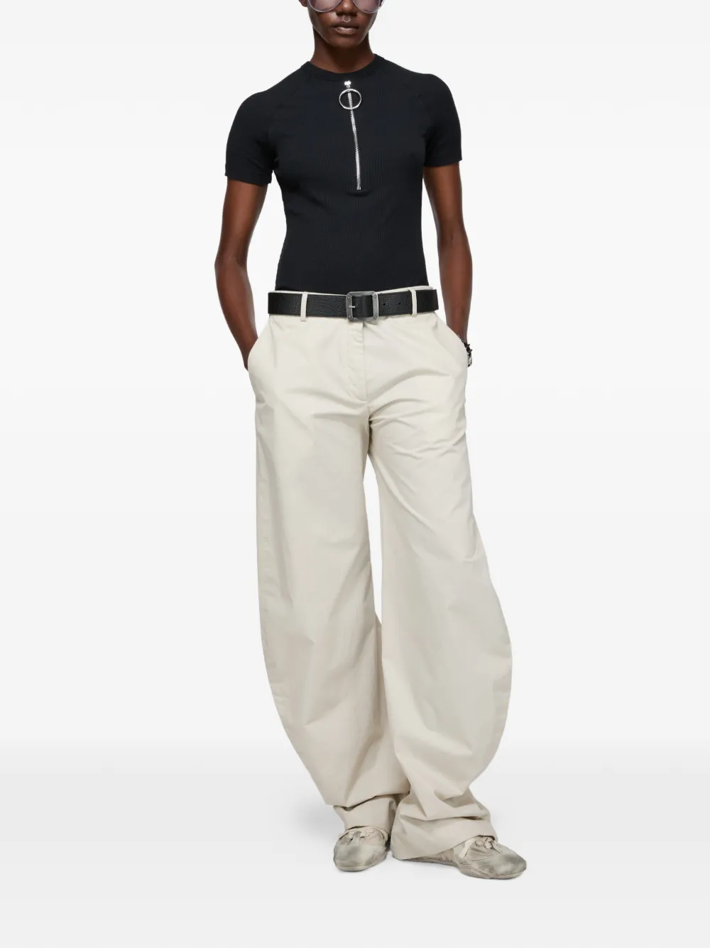  Acne Studios Zip Short-sleeve Top - Black 