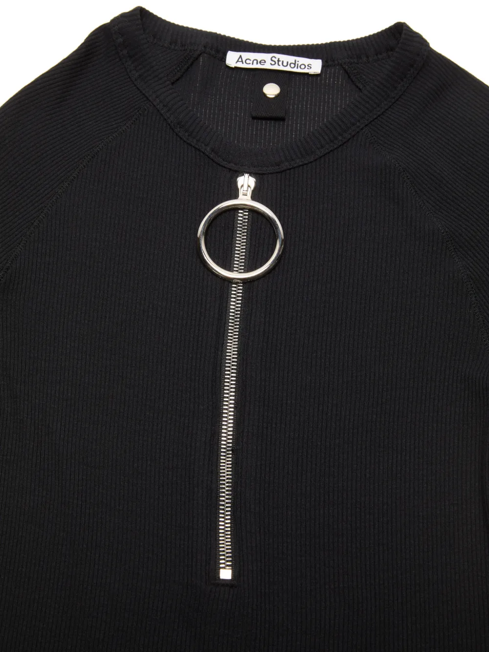 Acne Studios Geribbeld T-shirt met rits Zwart