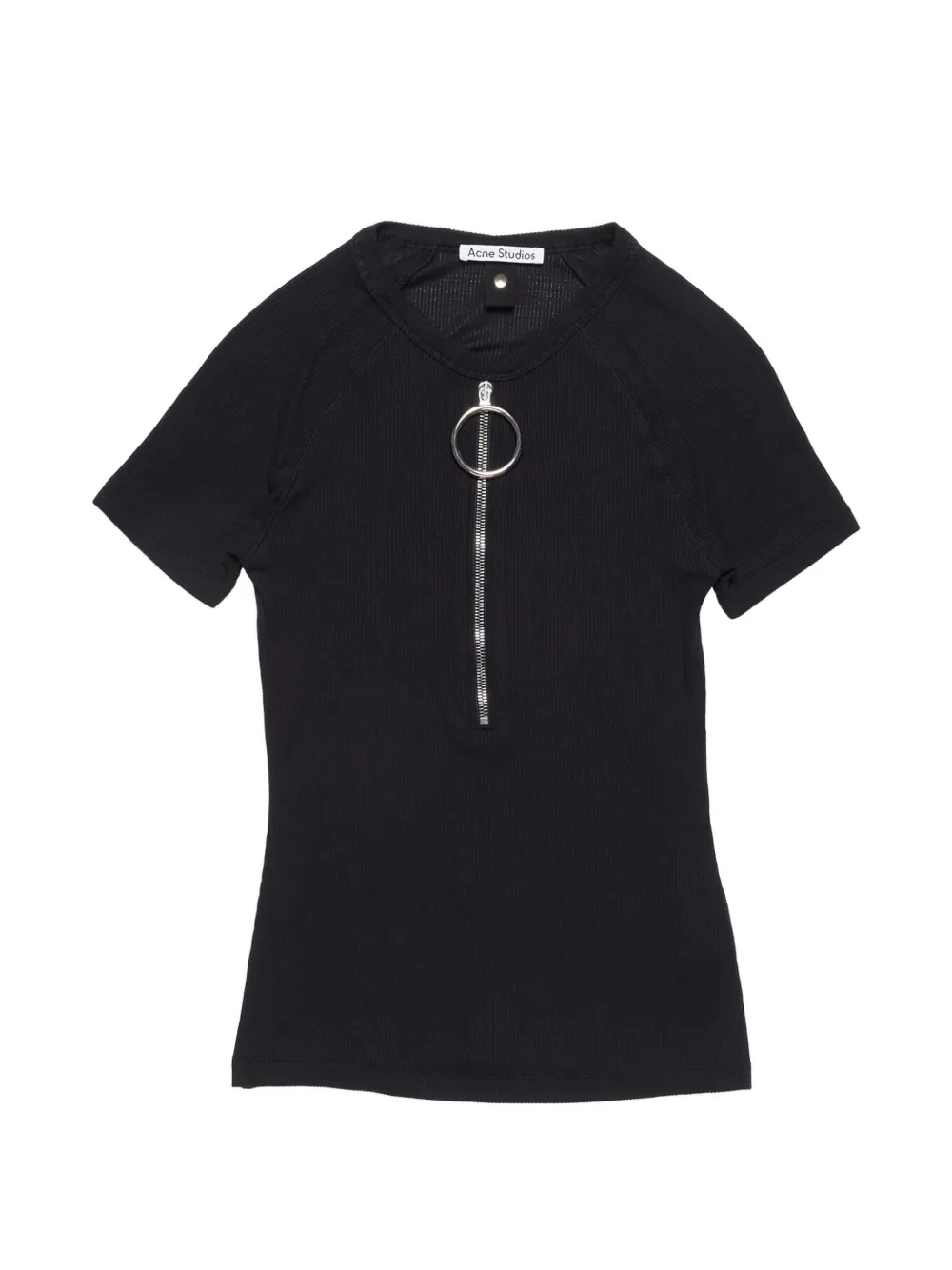 Acne Studios Geribbeld T-shirt met rits Zwart