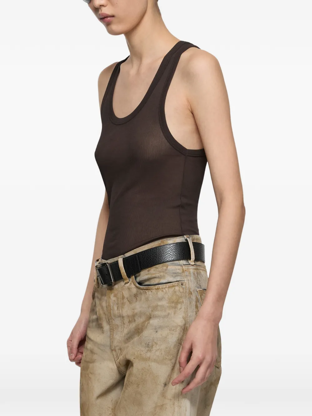 Acne Studios Ribgebreide tanktop Bruin