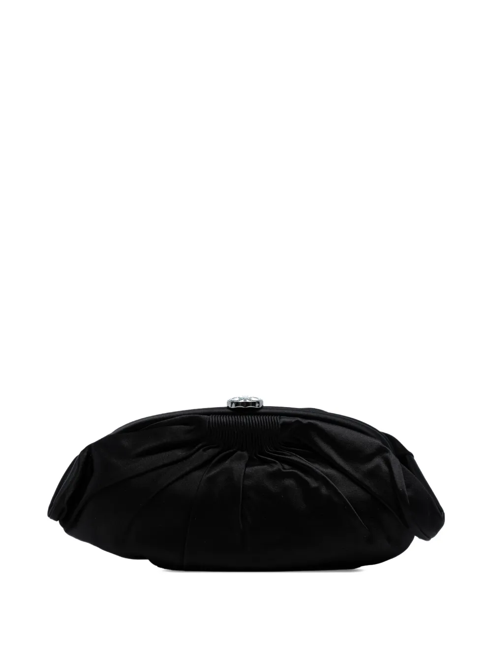 CHANEL Pre-Owned 2009-2010 CC Pleated Satin Frame Evening clutch bag | Black | Image 1