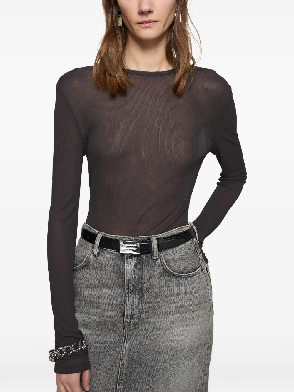 Acne Studios T-shirt met lange mouwen Bruin