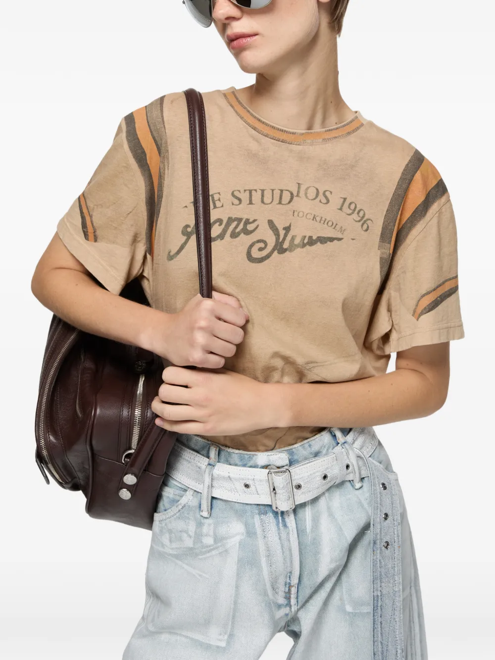  Acne Studios Logo-print T-shirt - Neutrals 