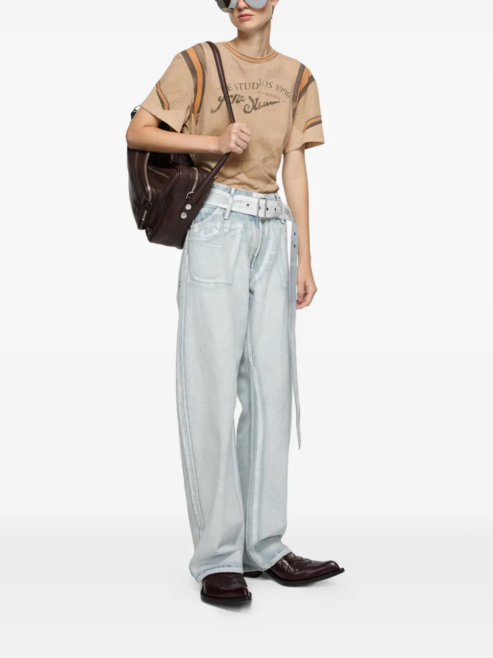  Acne Studios Logo-print T-shirt - Neutrals 