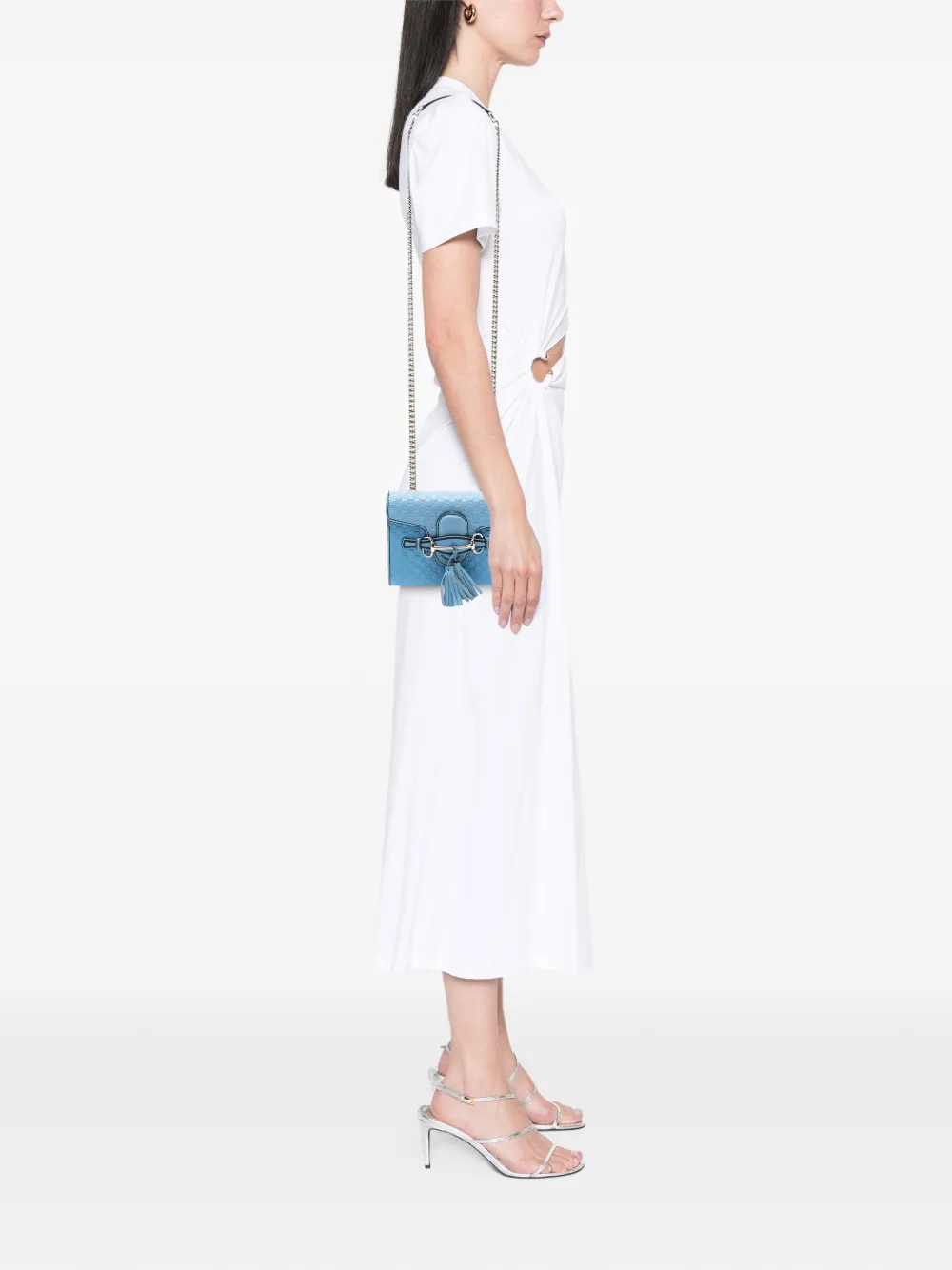 Pre-owned Gucci 2016-2025 Mini Microssima Emily Crossbody Bag In Blue