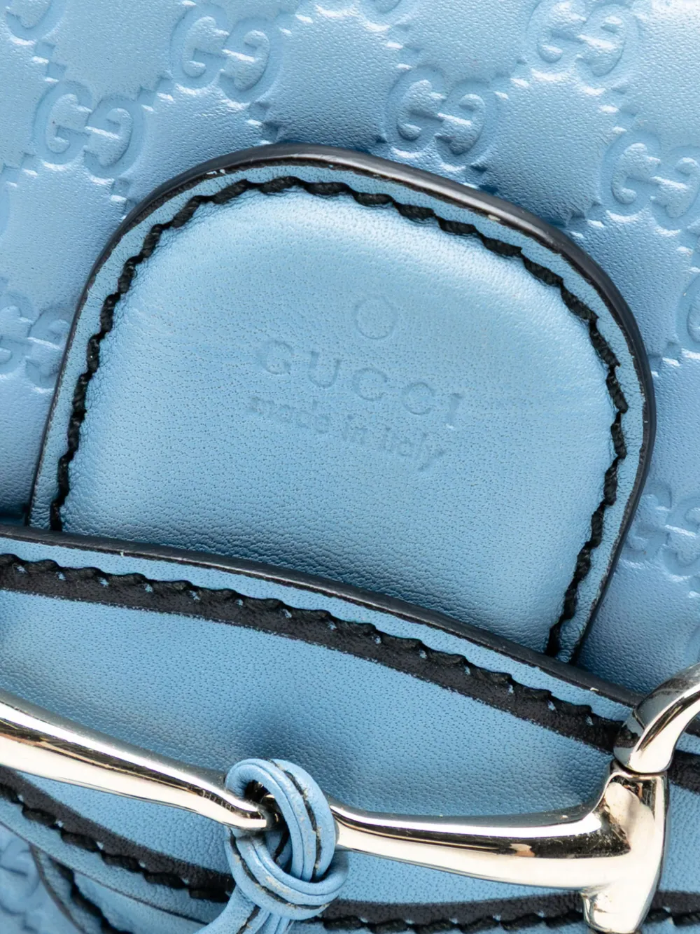 Pre-owned Gucci 2016-2025 Mini Microssima Emily Crossbody Bag In Blue