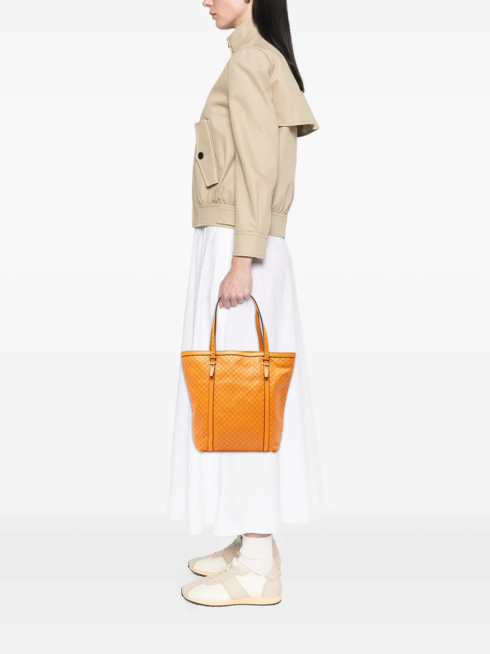 Click to view more detailed imagery on our partner's website Pre-owned Gucci 2016-2025 Medium Microssima Nice Tote Bag In Orange