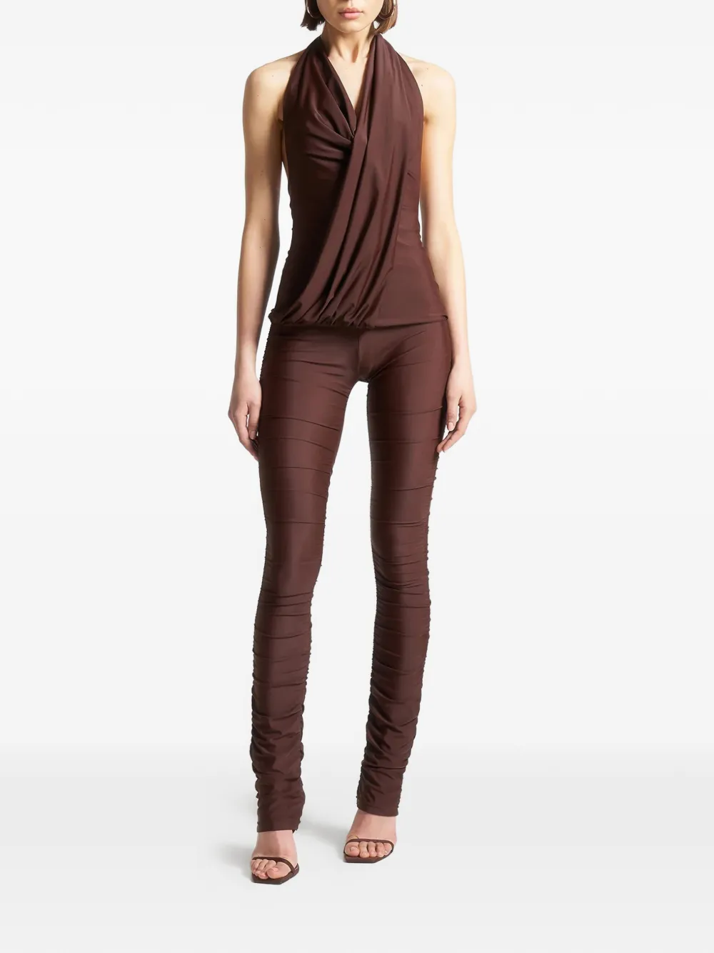 Manière De Voir draped halterneck top - Bruin