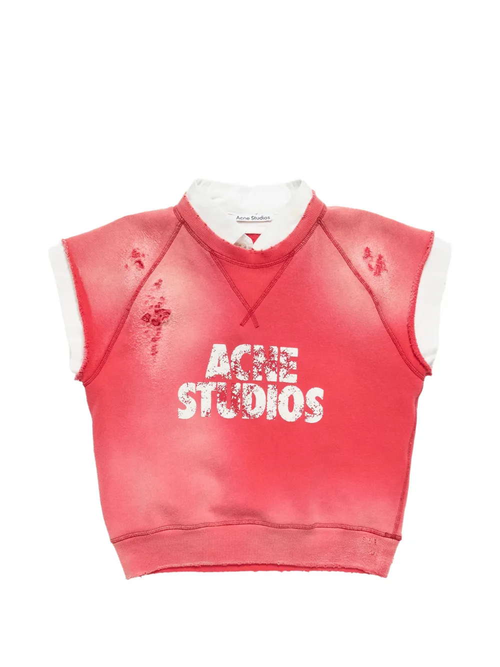 Acne Studios distressed graphic top - Rosso