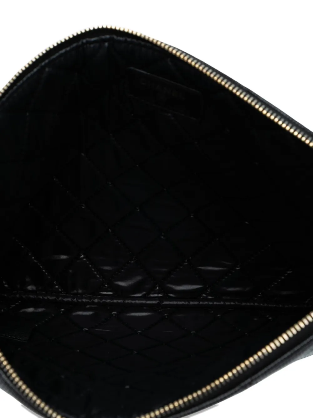 CHANEL Pre-owned 2015-2016 Medium Quilted Calfskin Pixel Effect O Case Clutch Bag In Black