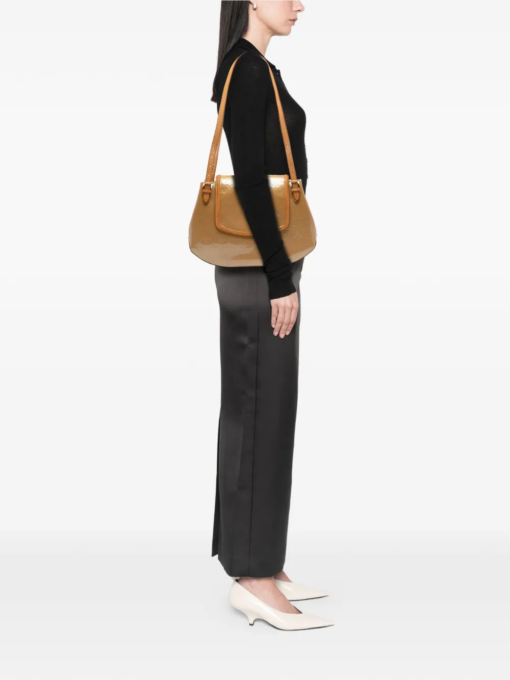 Pre-owned Louis Vuitton 2005 Monogram Vernis Biscayne Bay Gm Shoulder Bag In Brown