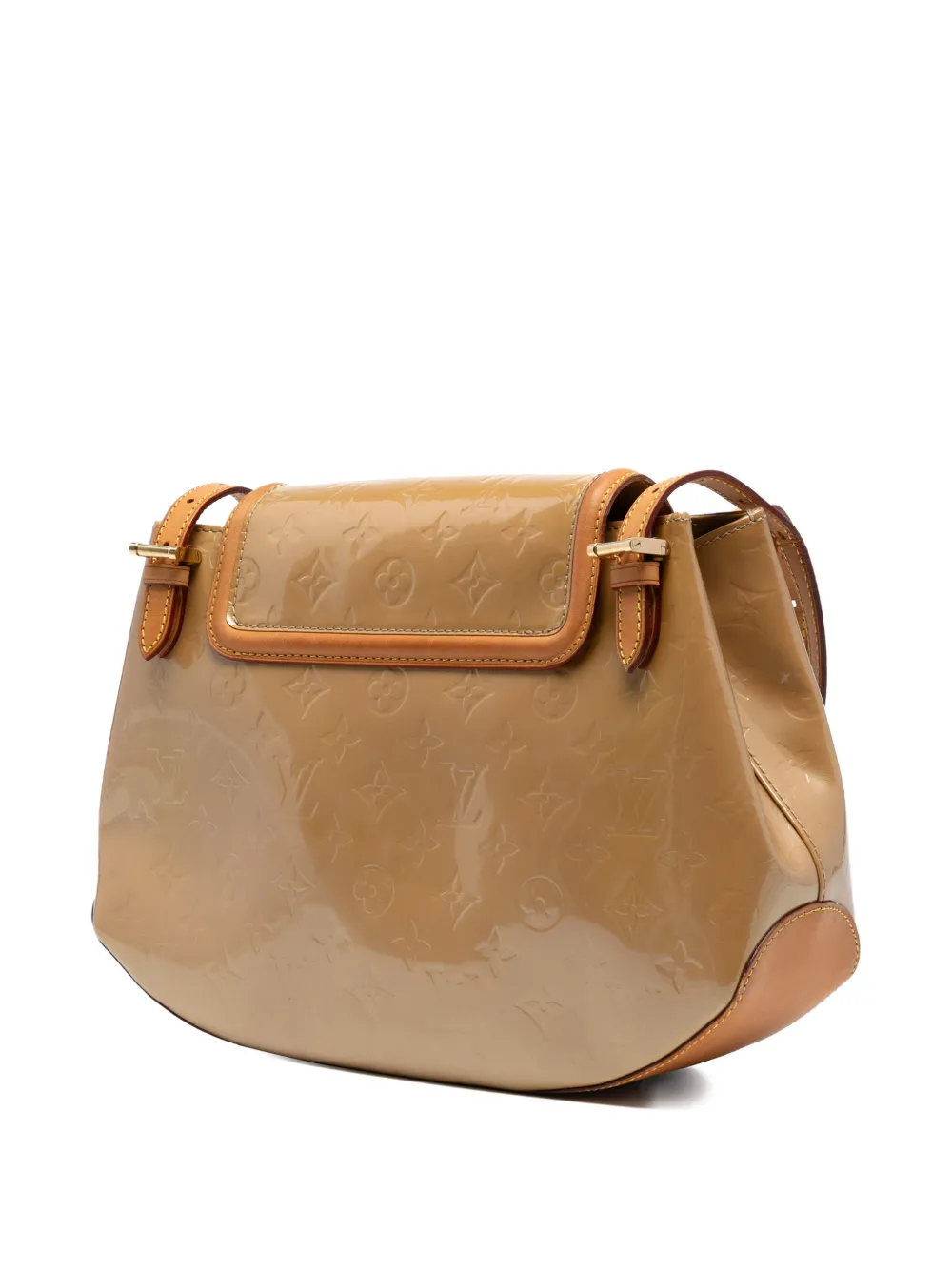 Pre-owned Louis Vuitton 2005 Monogram Vernis Biscayne Bay Gm Shoulder Bag In Brown