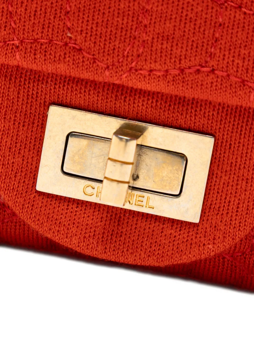 Pre-owned Chanel 2006-2008 Reissue 2.55 Quilted Jersey Coco Croc Double Flap 225 Shoulder Bag In Orange