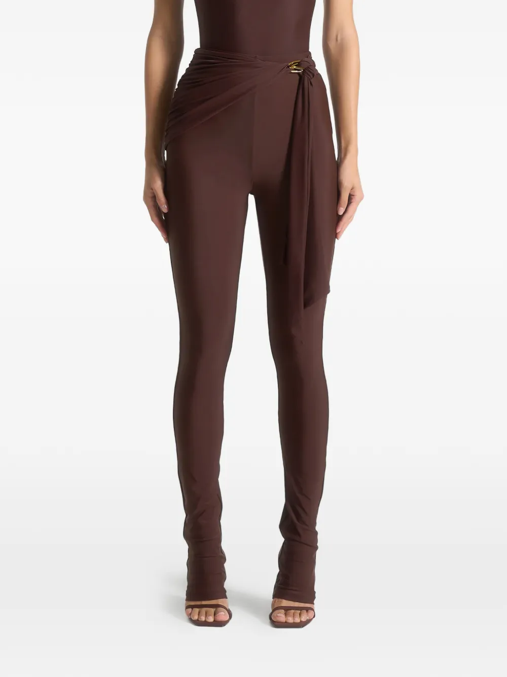 Manière De Voir gathered-detail leggings - Bruin