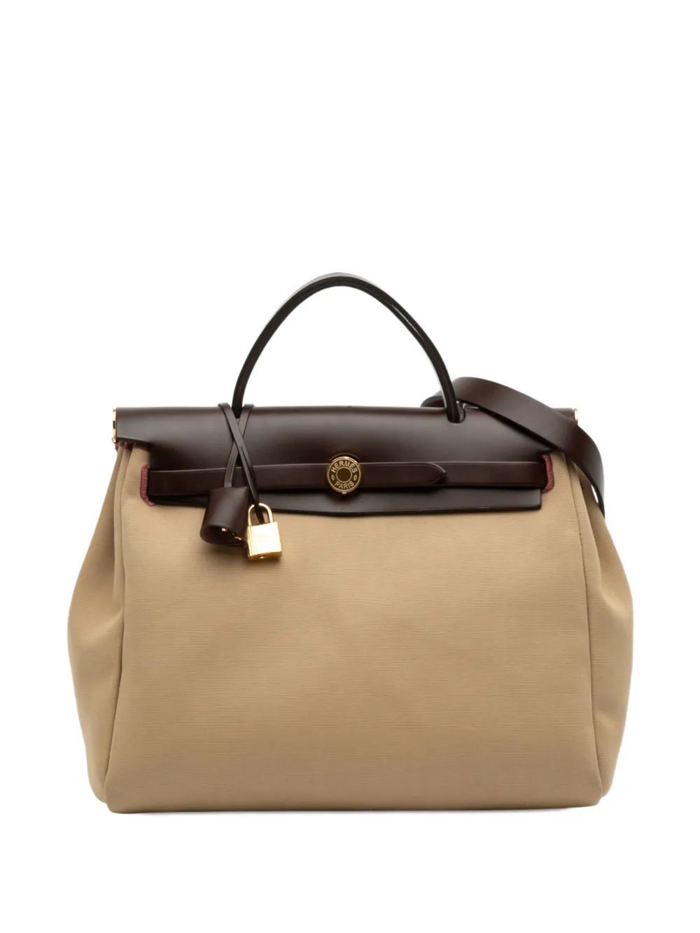 Pre-owned Hermes 2022 Toile Officier Vache Hunter Verso Herbag Zip 31 Satchel In Red