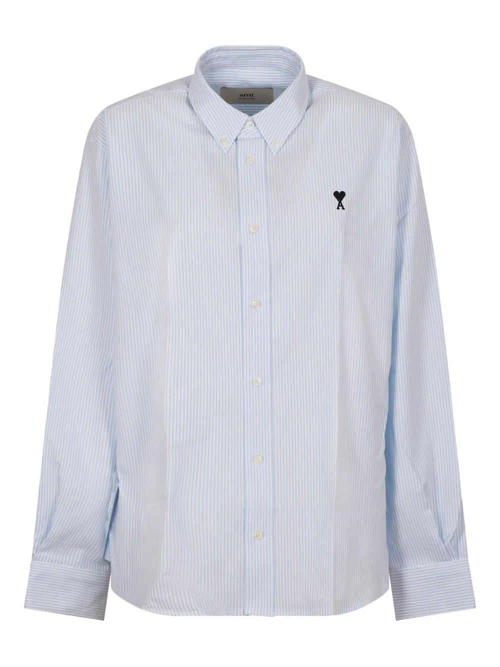 AMI Paris striped logo shirt Blauw