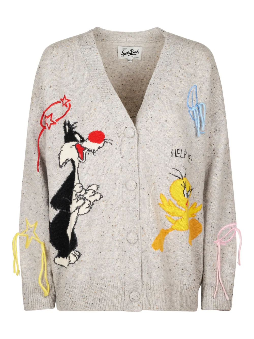 Mc2 Saint Barth X Warner Bros V-neck Cardigan In Neutral