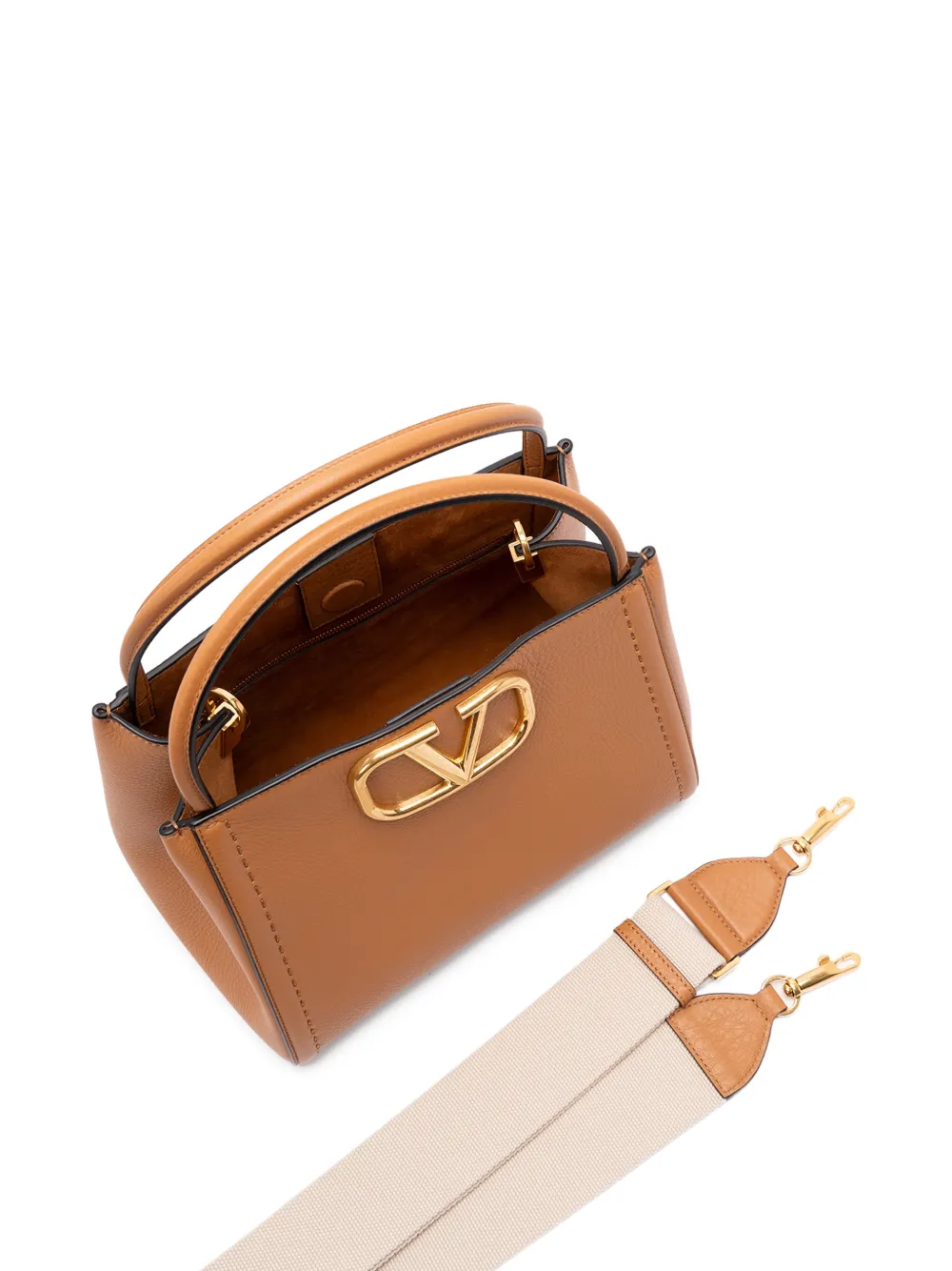 Valentino Garavani logo-plaque top-handle tote bag Bruin