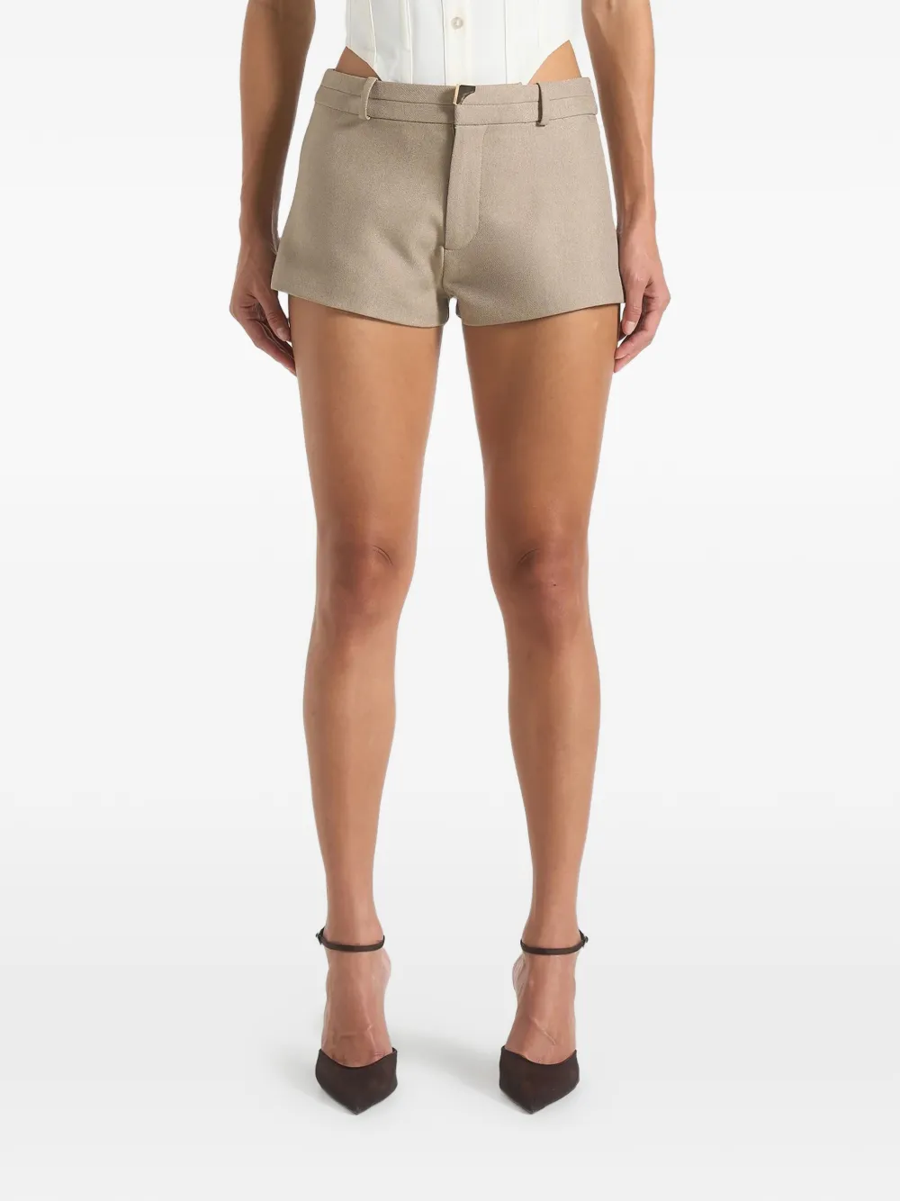 Manière De Voir belt loops tailored mini shorts | Neutrals | Image 1