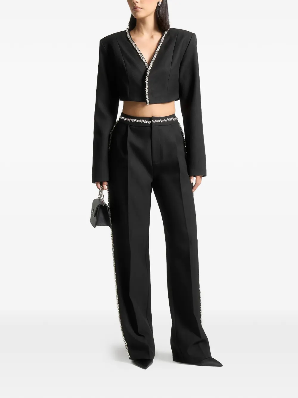Crystal-Embellished Cropped Blazer