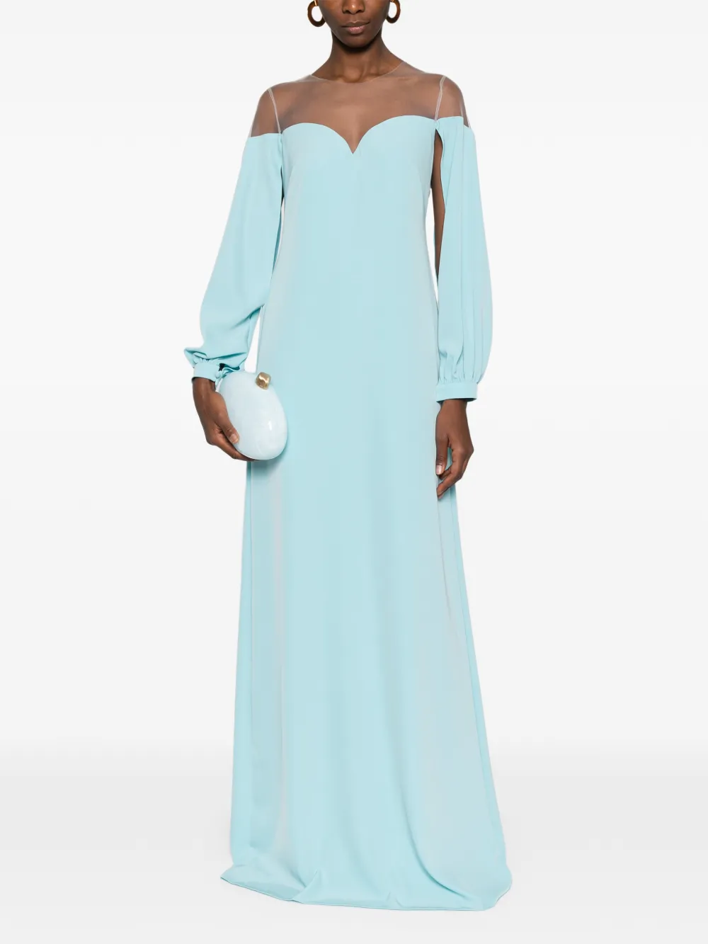 CRISTALLINI Rafaela maxi-jurk met lange mouwen - Blauw