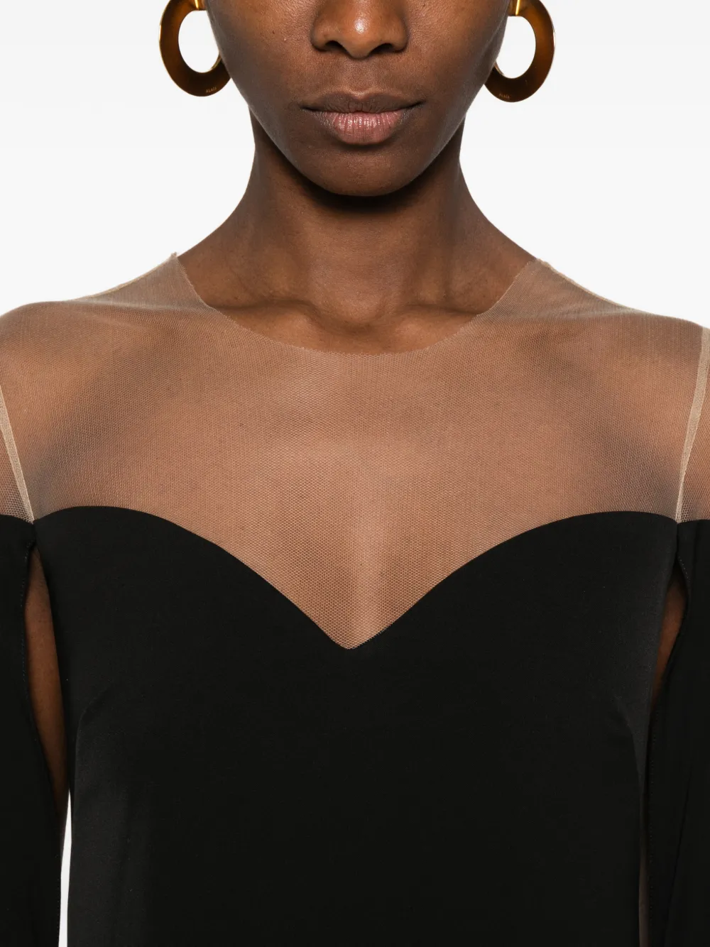 Cristallini Rafaela Long-sleeves Maxi Dress In Black