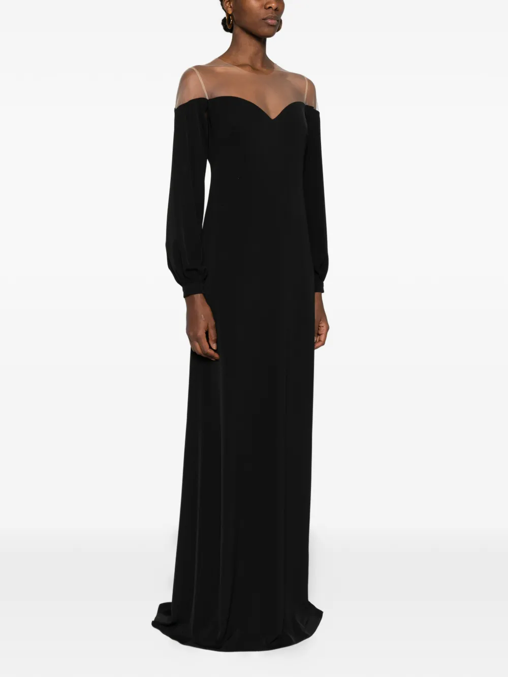 Cristallini Rafaela Long-sleeves Maxi Dress In Black