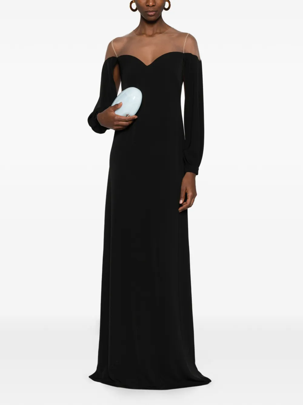 Cristallini Rafaela Long-sleeves Maxi Dress In Black