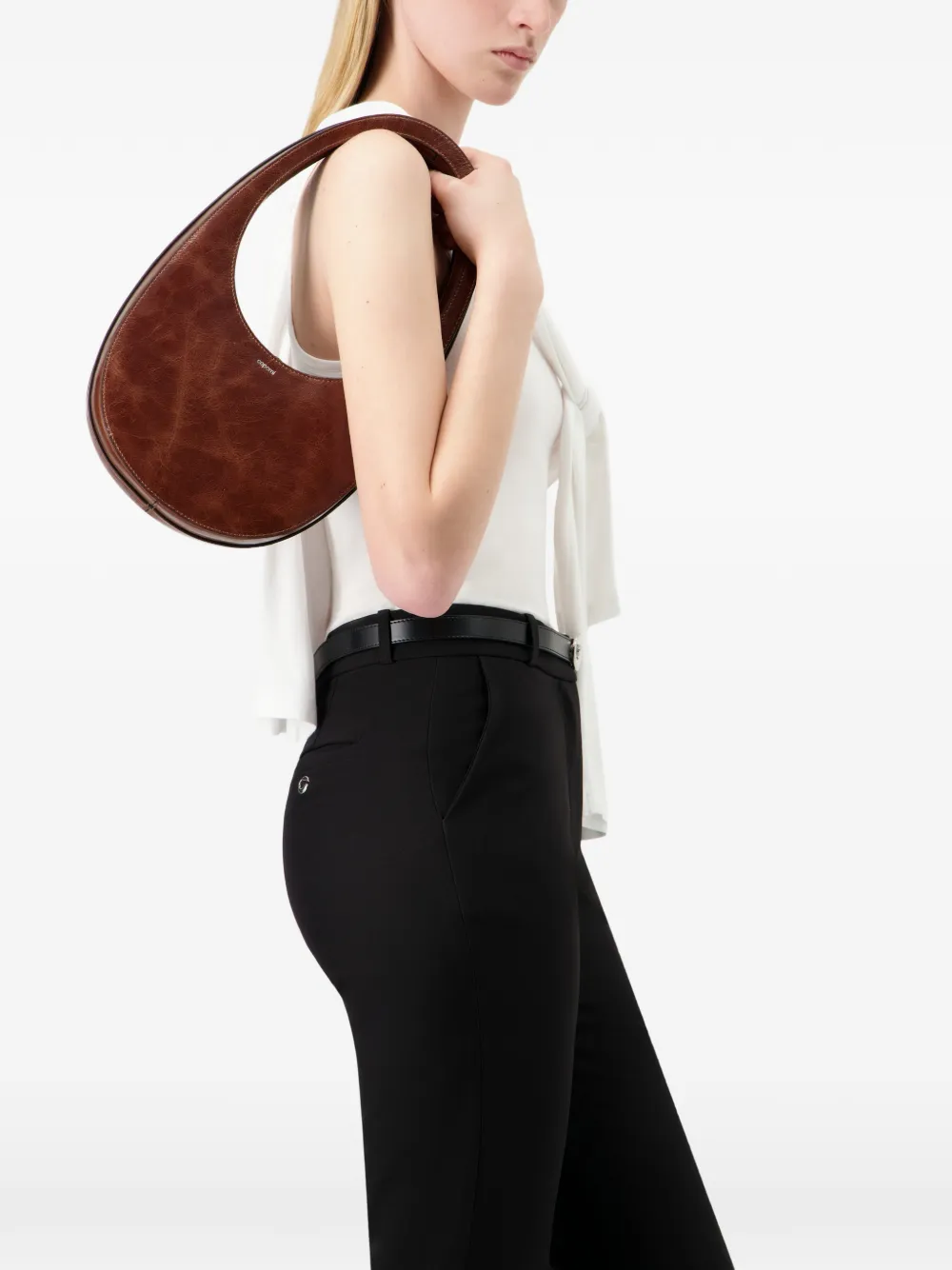  Coperni Swipe Zipped Leather Shoulder Bag - Brown 