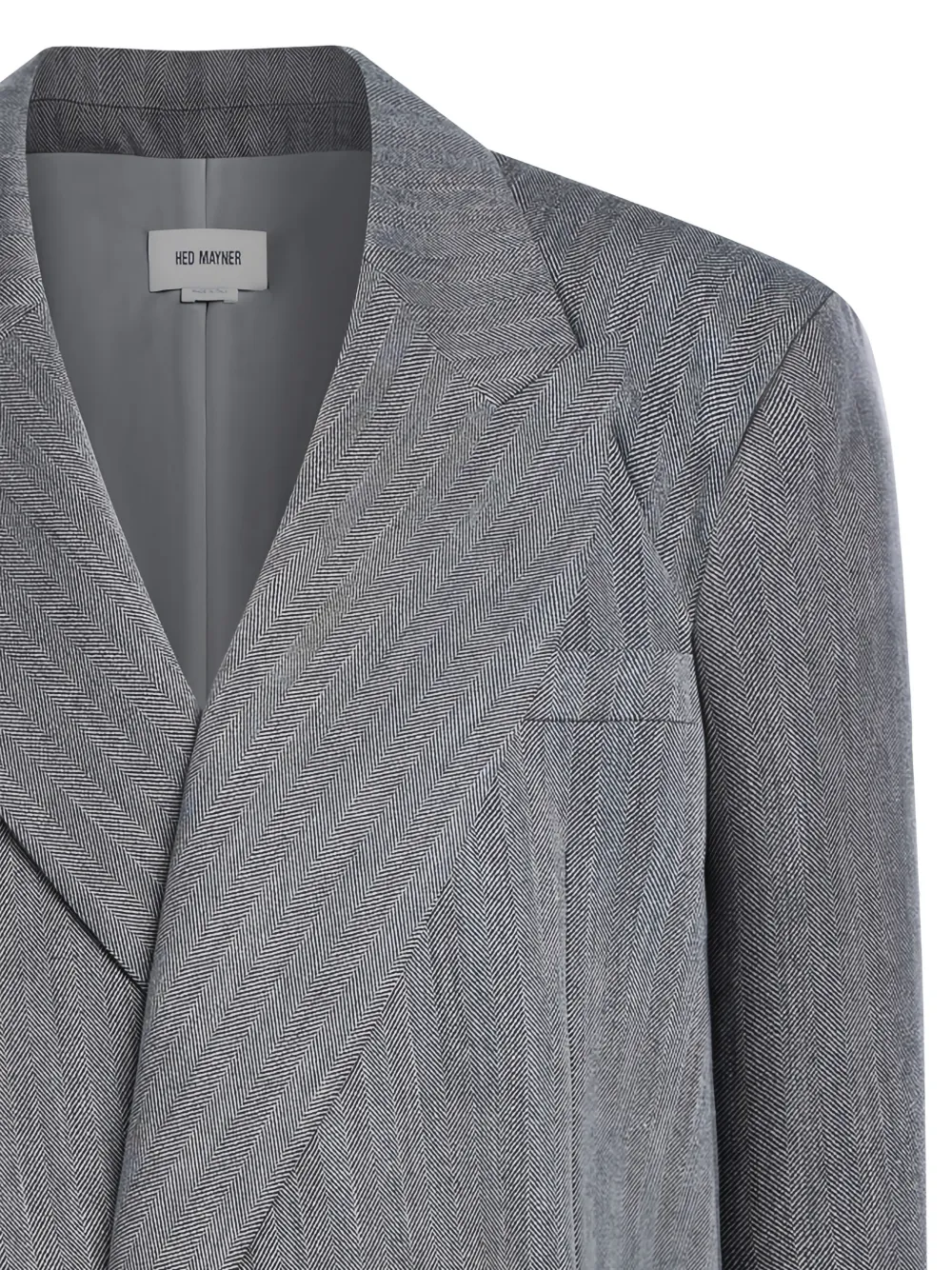 Hed Mayner double-breasted herringbone jacket Grijs