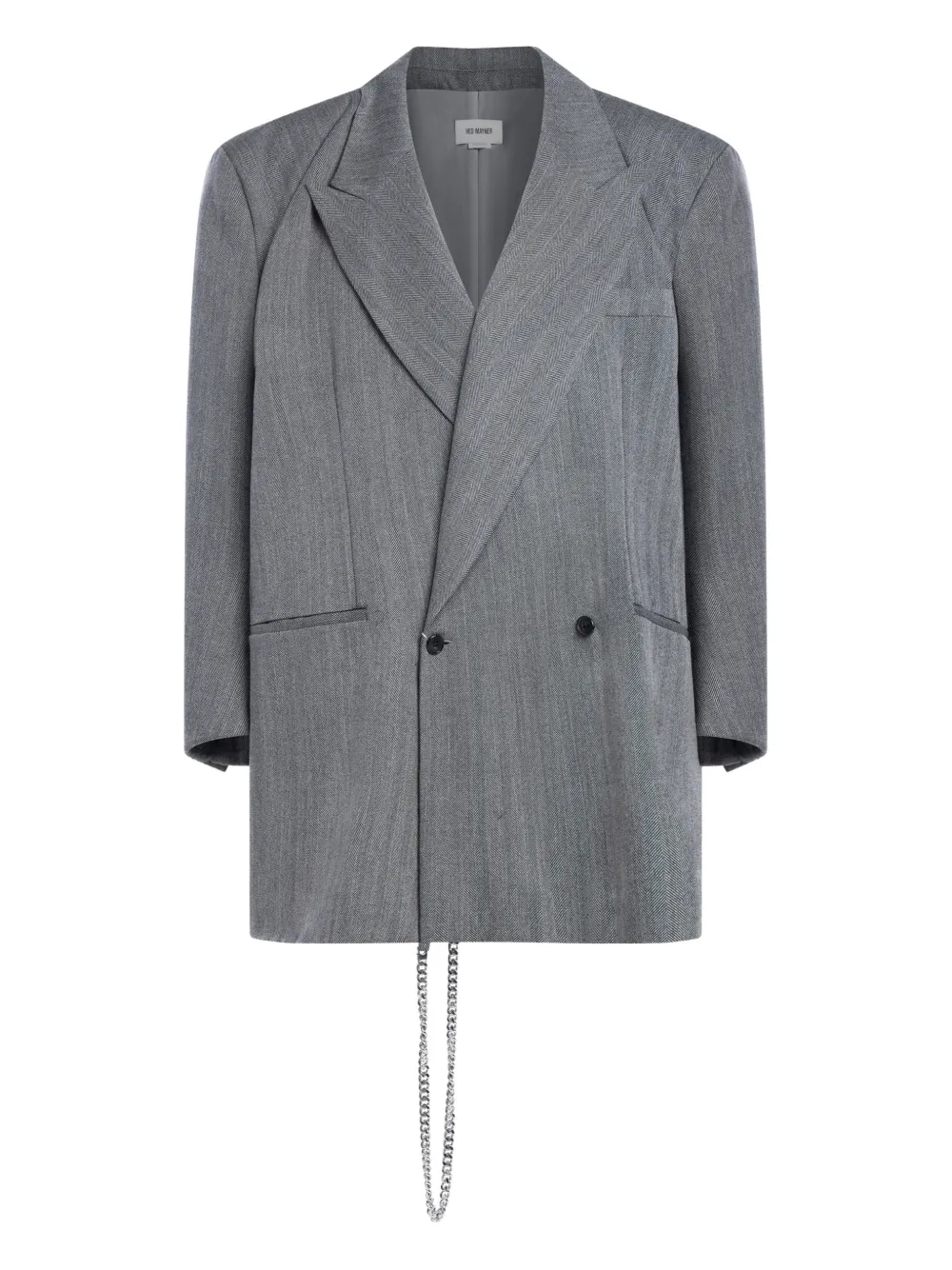 Hed Mayner double-breasted herringbone jacket | Grey | Image 1