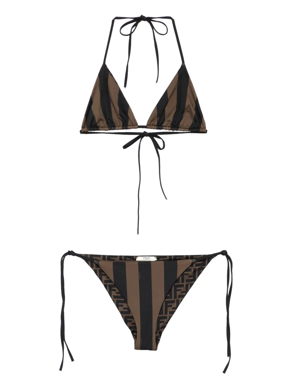 Fendi Patterned Reversible Bikini In Brown