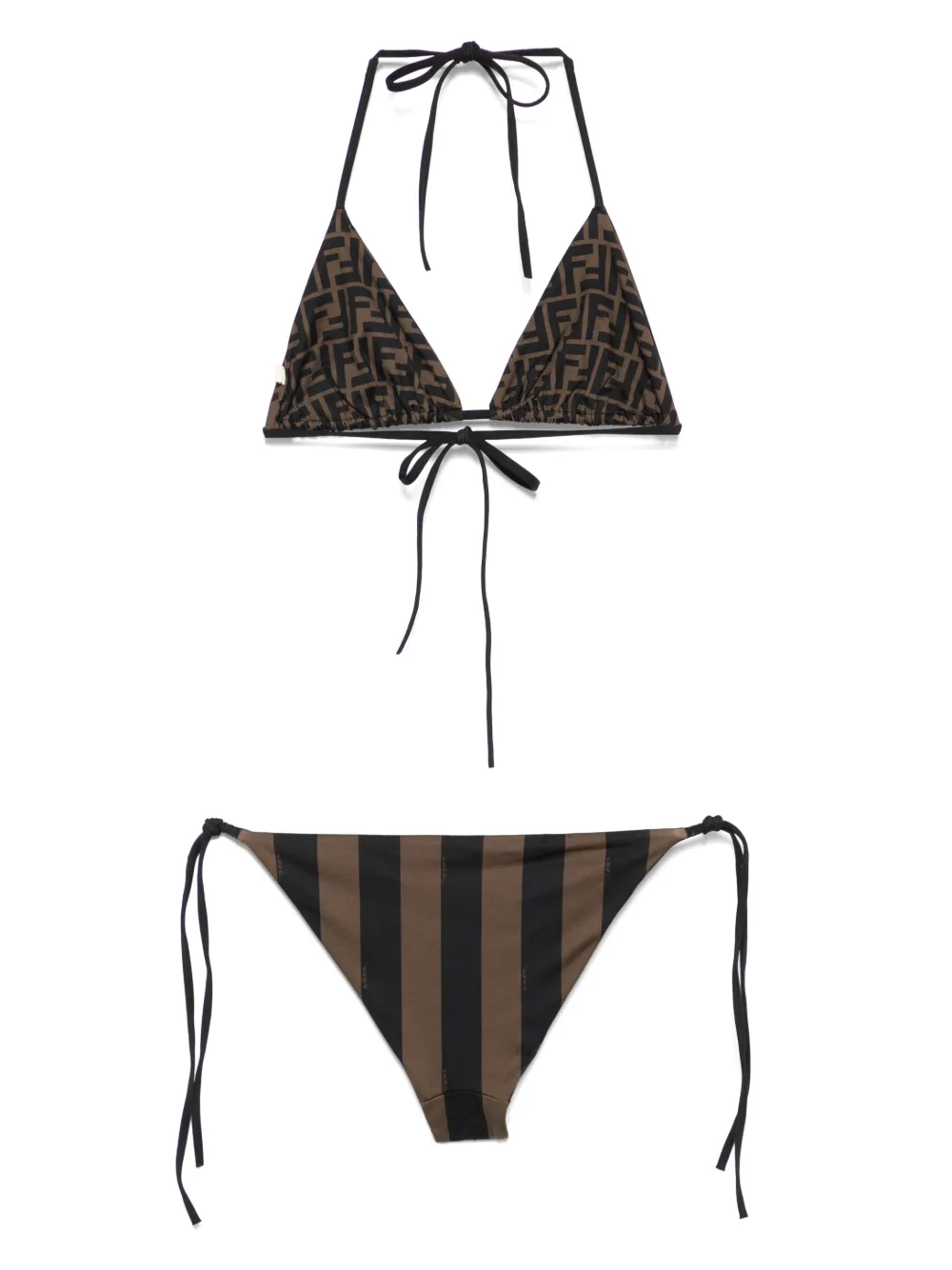 Fendi Patterned Reversible Bikini In Brown