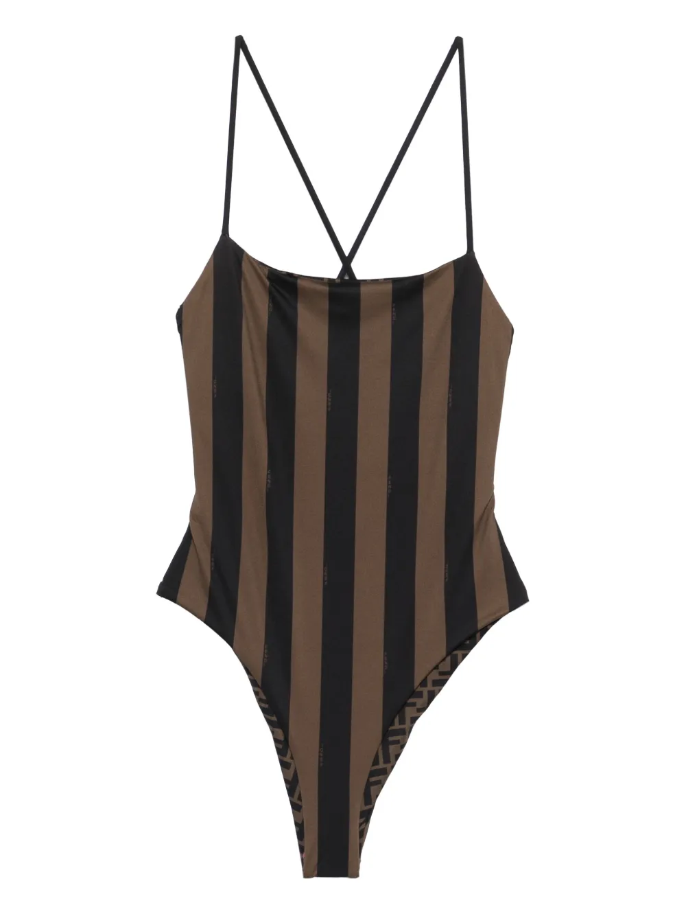 Fendi Patterned Reversible Swimsuit In Brown