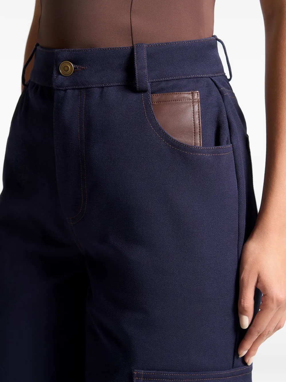 Manière De Voir Cargo-pocket Drill Trousers In Blue