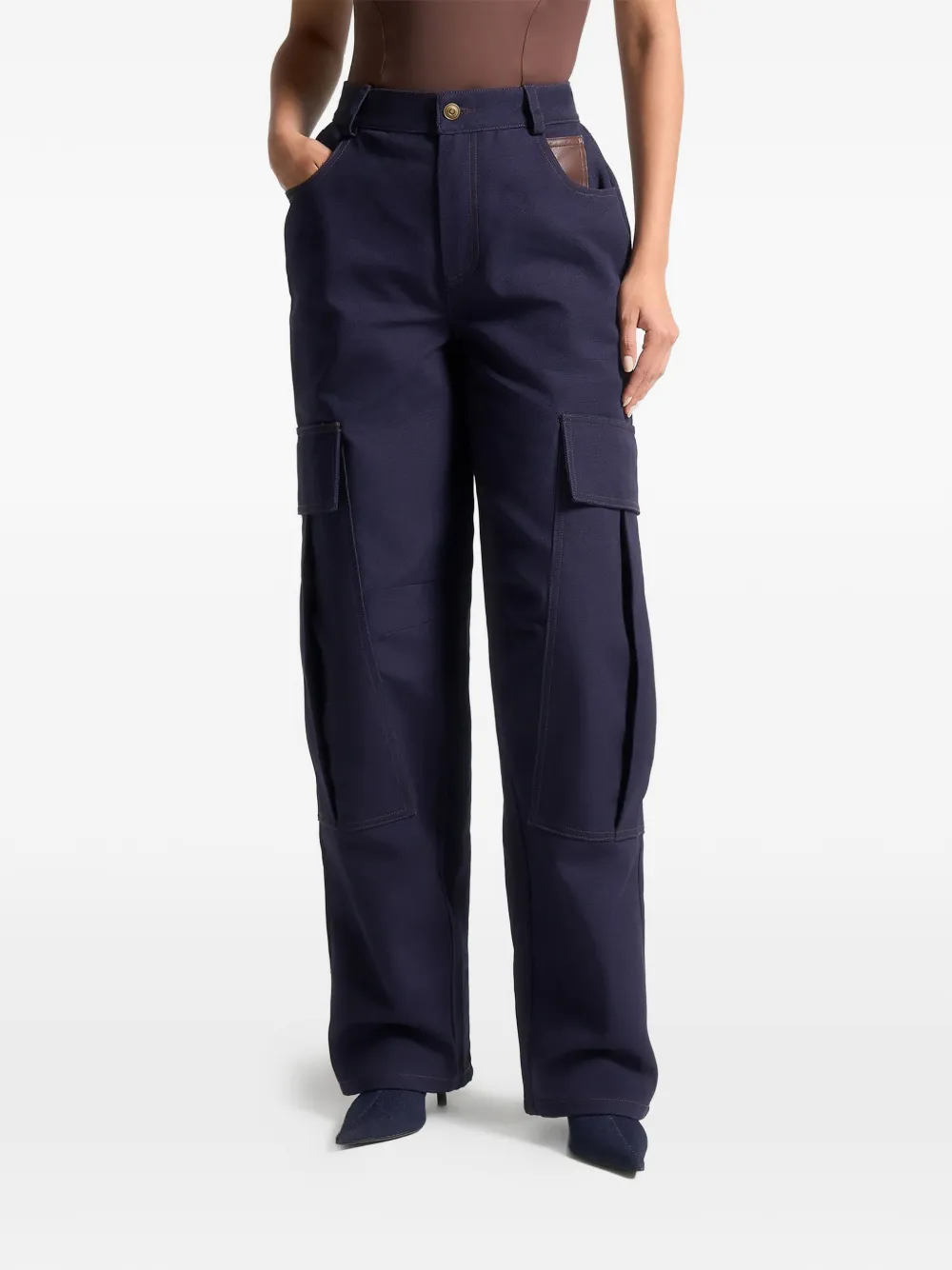 Manière De Voir Cargo-pocket Drill Trousers In Blue
