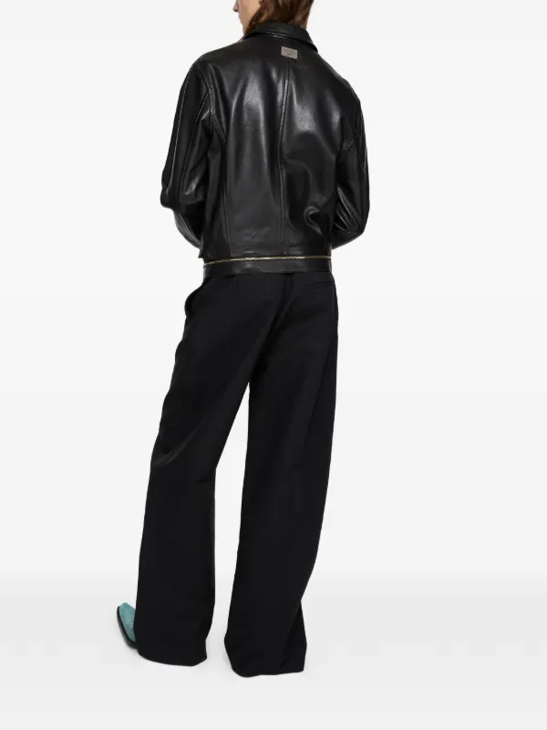 Acne Studios ベルテッド レザージャケット | ブラック | FARFETCH JP