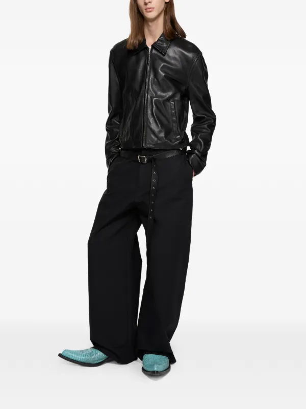 Acne Studios ブラックベルベットジャケット 34 Acne Studios ベルテッド レザージャケット | ブラック | FARFETCH JP