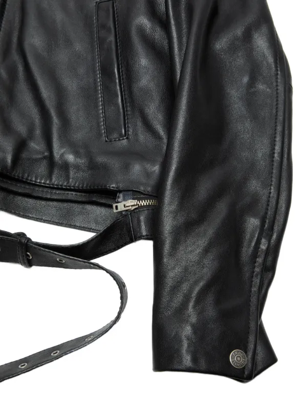 Acne Studios ベルテッド レザージャケット | ブラック | FARFETCH JP