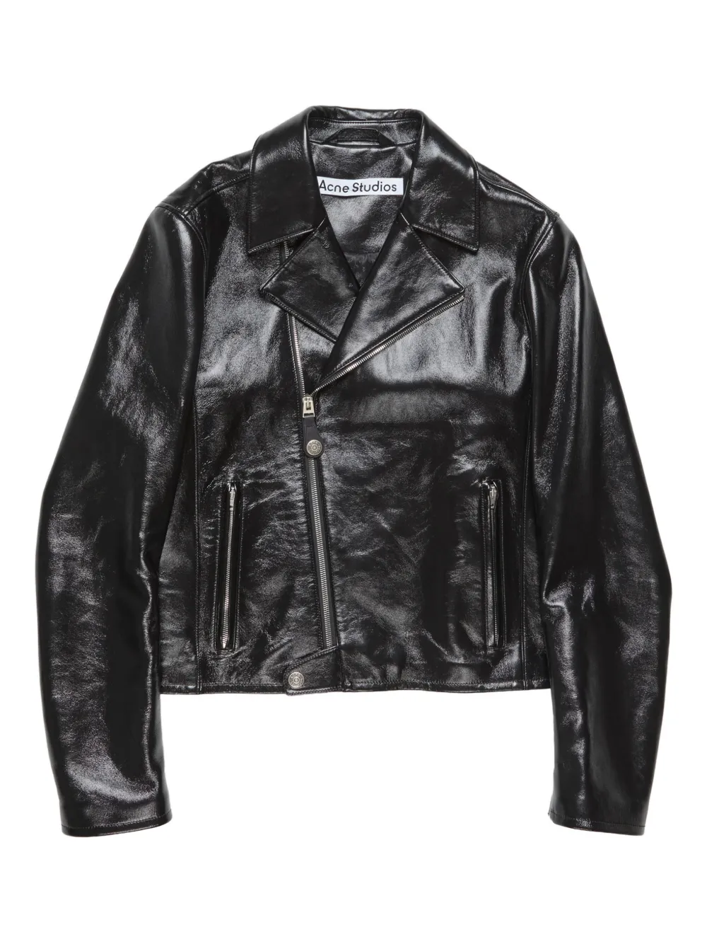 Acne Studios zip-up leather biker jacket - Schwarz