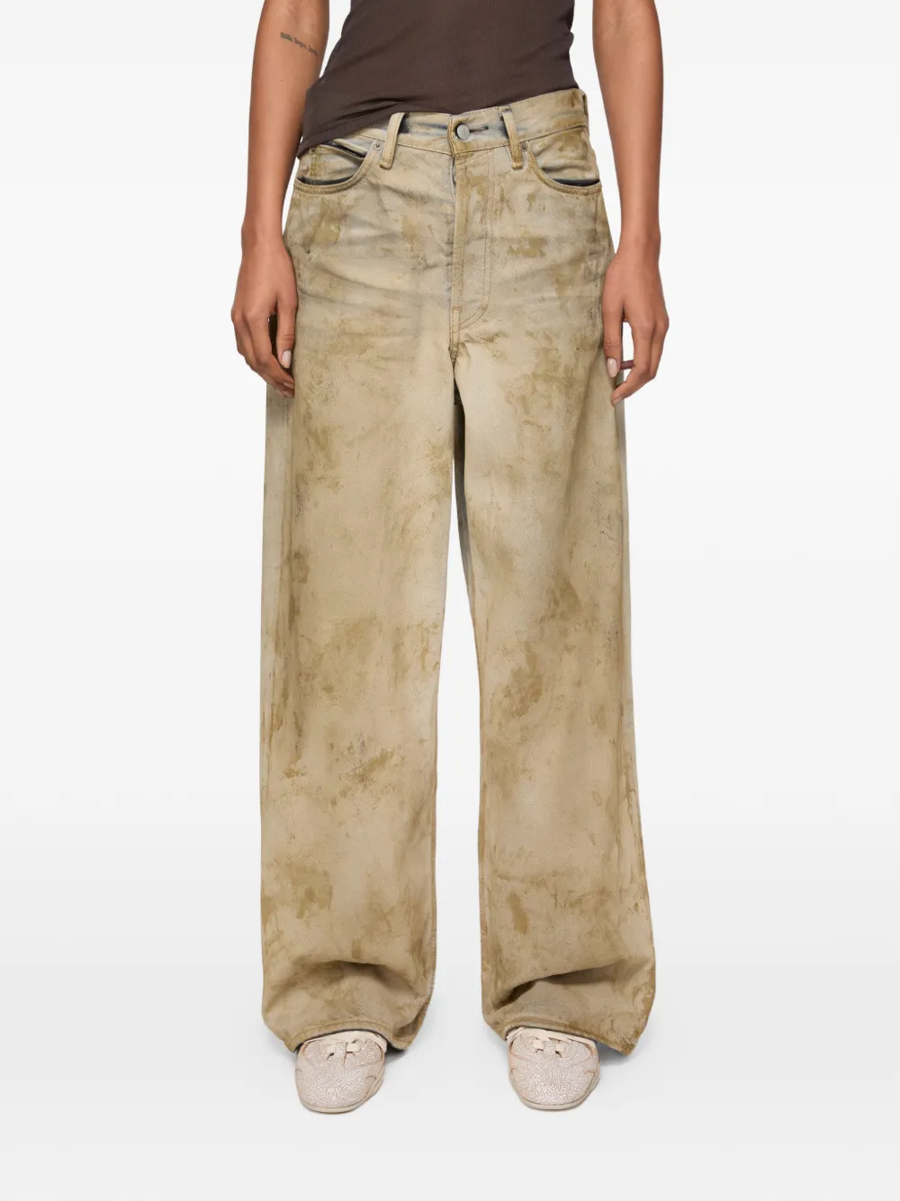  Acne Studios Logo-patch Denim Trousers - Neutrals 