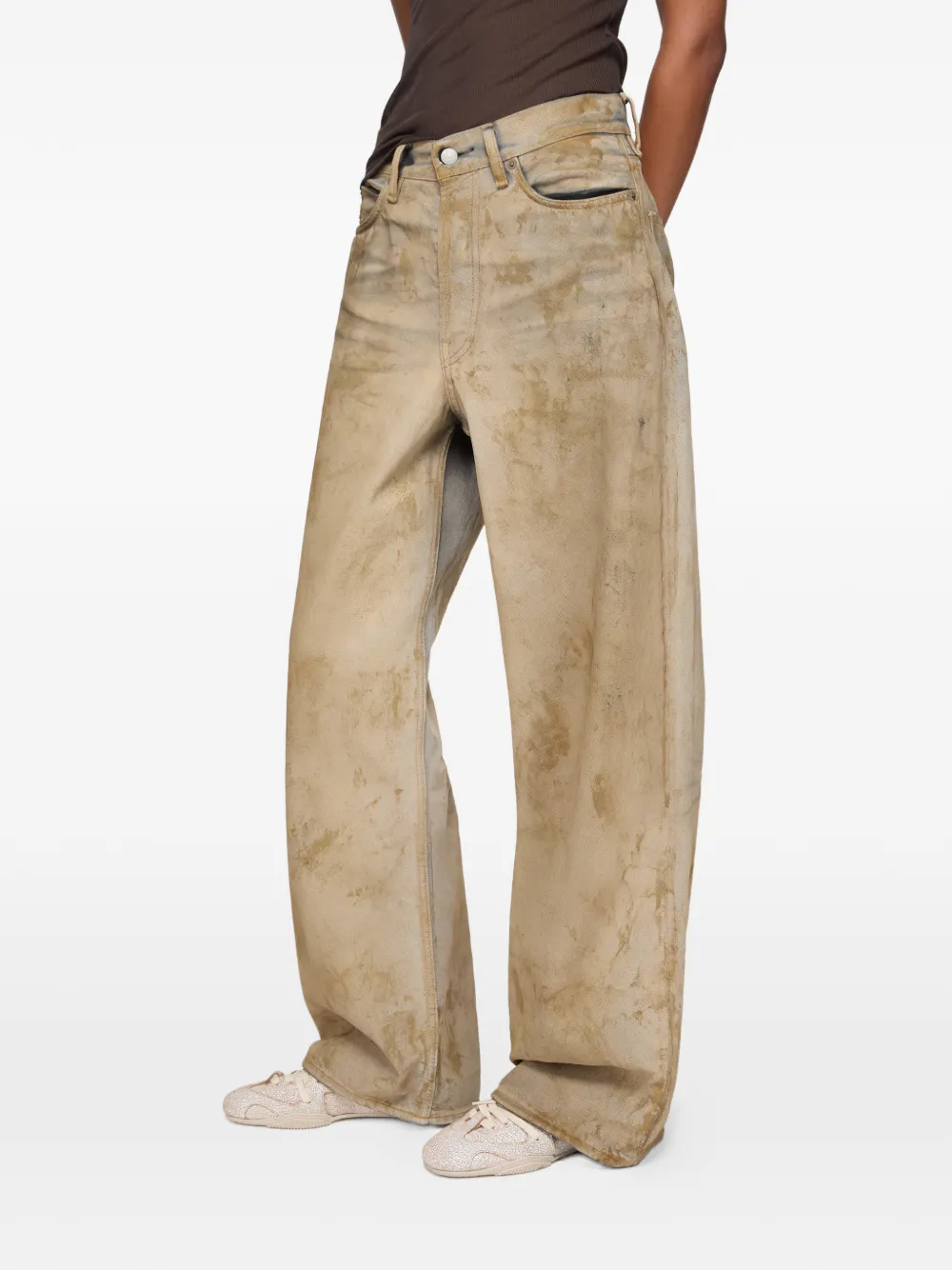 Acne Studios Broek met logopatch Beige