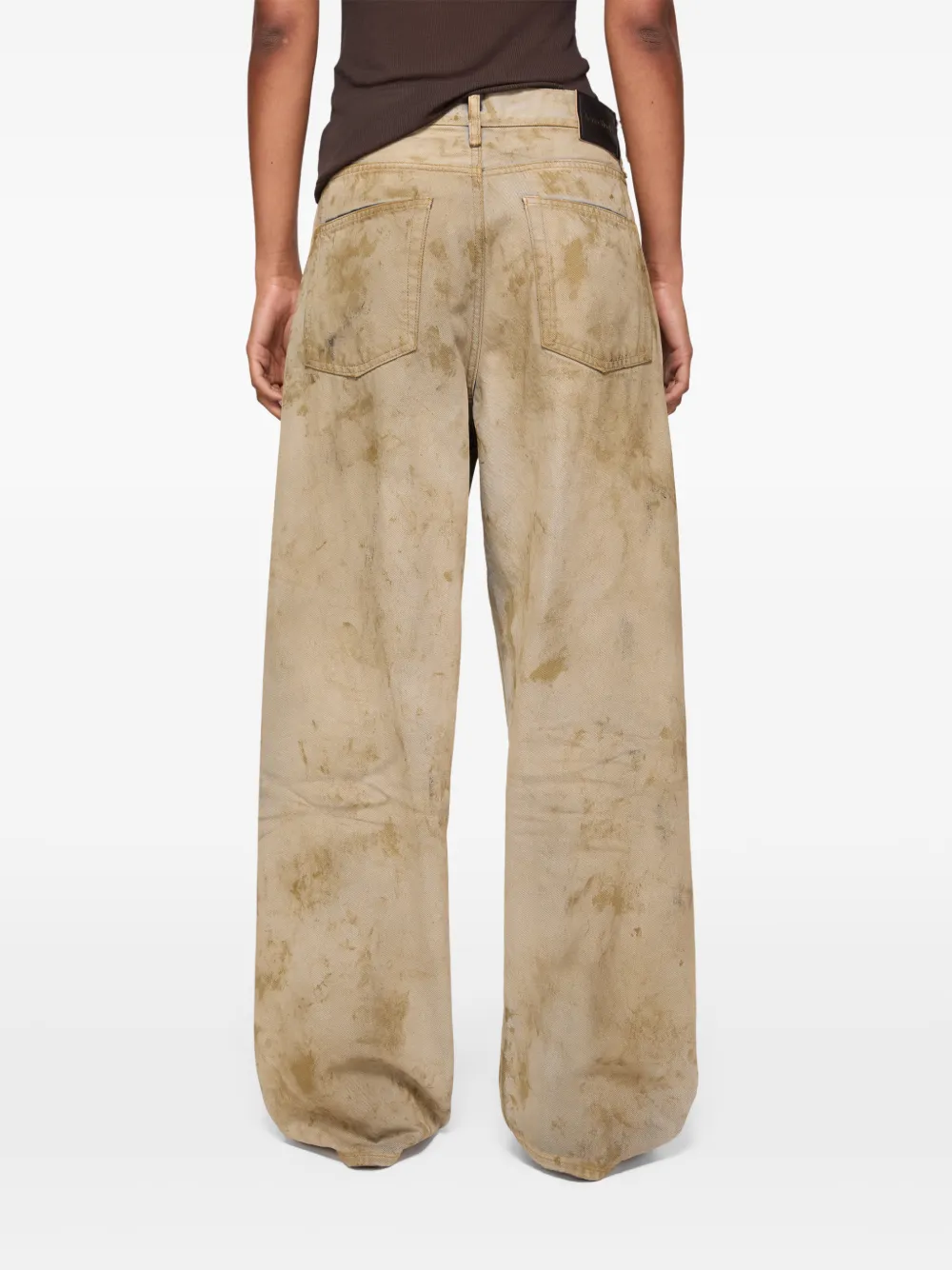 Acne Studios Broek met logopatch Beige