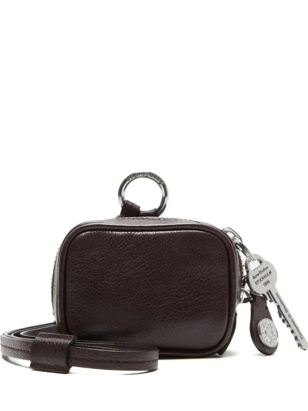Acne Studios zip leather headphones case - Marrone