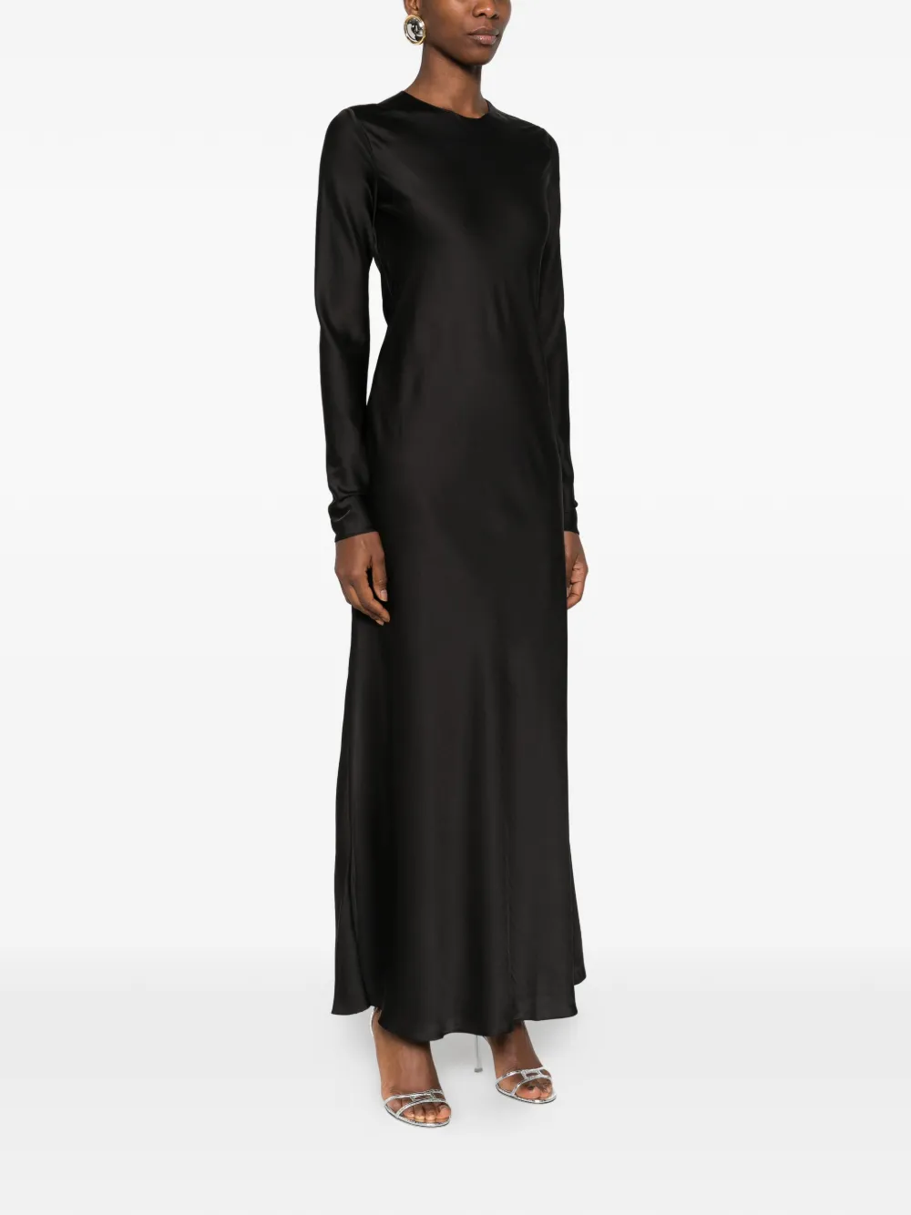  Silkylicious Vestido Largo De Seda - Negro 