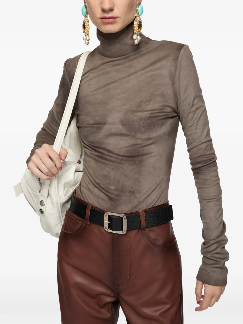 Acne Studios Trompe l'oeil top met hoge hals Bruin