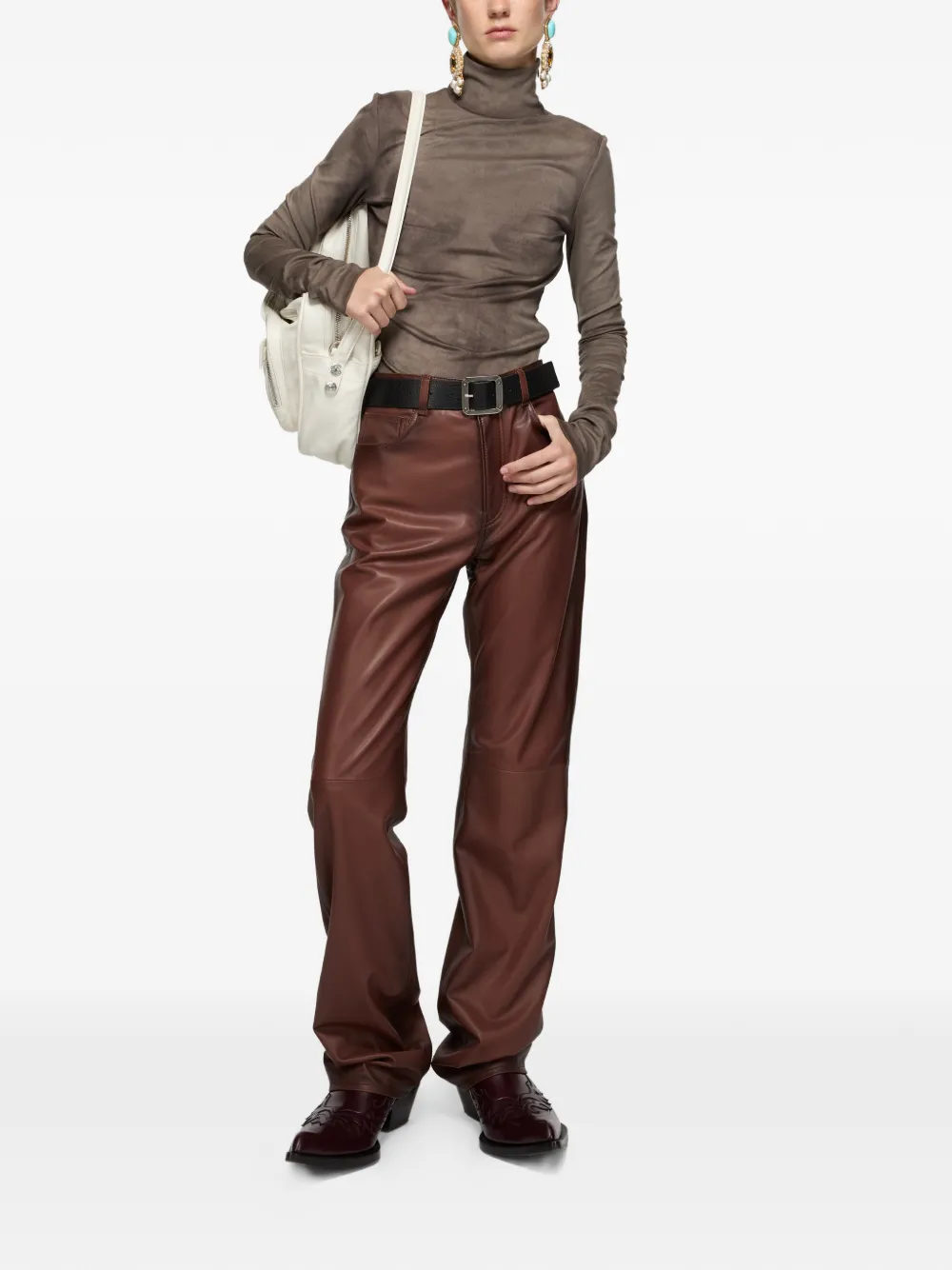 Acne Studios Trompe l'oeil top met hoge hals Bruin