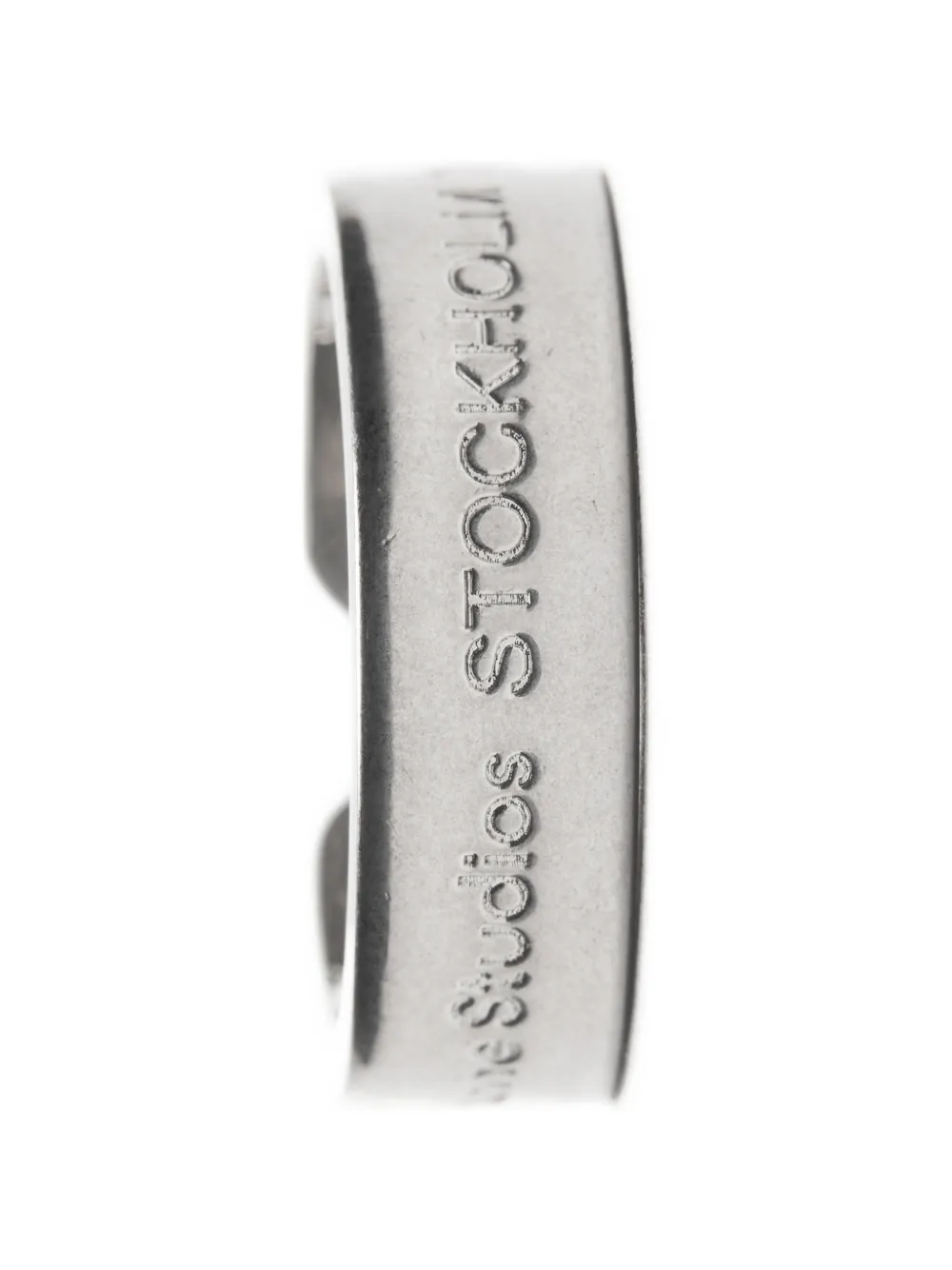 logo-debossed cut-out ring