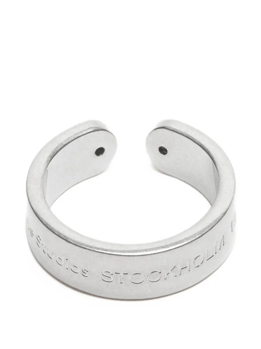 Acne Studios logo-debossed cut-out ring - Argento